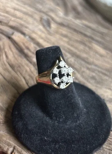 UNCAS Vintage Teardrop Ring Gold HGE CZ KARATCLAD image indicator(2)