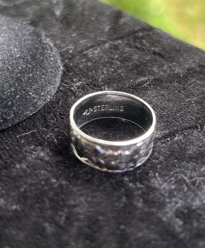 1970’s UNCAS 925 Sterling Silver Vintage Heart Garland Band Ring - photo 2