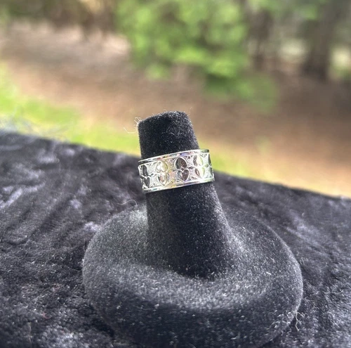 1970’s UNCAS 925 Sterling Silver Vintage Heart Garland Band Ring - photo 3