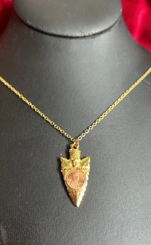Vintage Lincoln Penny Arrowhead Gold Necklace 1970’s