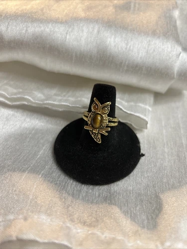 Antique Uncas Tigers Eye Owl Ring - Size 7.25 - photo 2