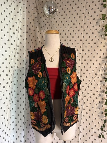 Vintage Patchwork Vest Embroidered Festival Vest Floral Boho