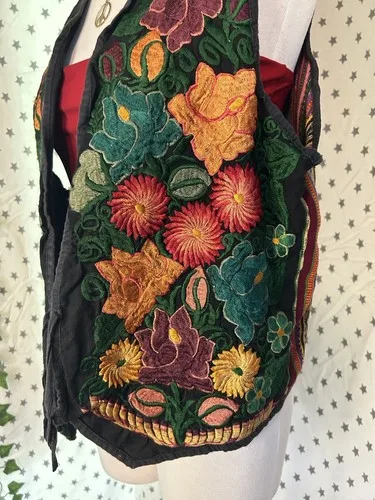 Vintage Patchwork Vest Embroidered Festival Vest Floral Boho image indicator(3)