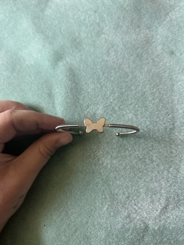 VINTAGE DEADSTOCK STAINLESS STEEL BUTTERFLY BANGLE BRACELET - photo 5