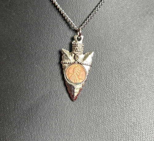 Vintage Lincoln Penny Arrowhead Silver Necklace 1970’s - photo 2