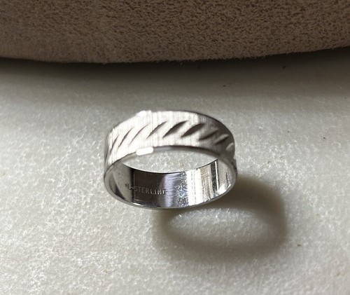 Vintage Uncas Sterling Silver Wedding Band Etched 925 Ring - photo 2