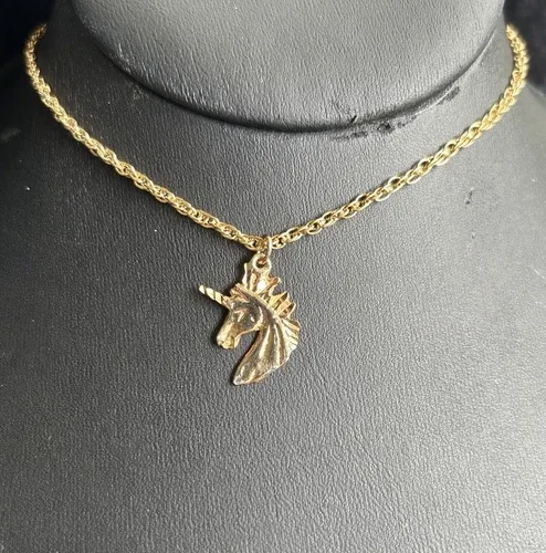 Vintage 18K Gold Plated Unicorn Necklace