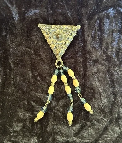 RARE Vintage Handmade Antique Triangle Brooch
