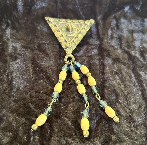 RARE Vintage Handmade Antique Triangle Brooch - photo 2