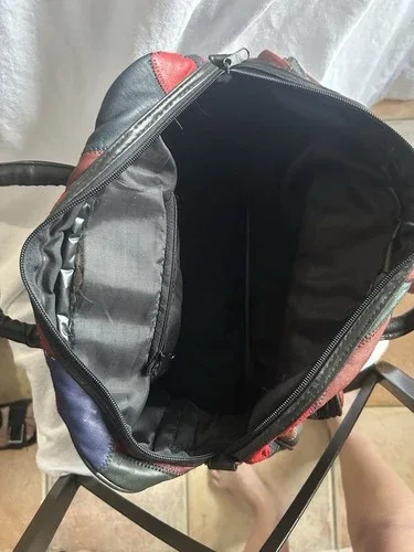 Vintage Leather Patchwork Boho Hippie Tote Bag Purse Y2K image indicator(9)