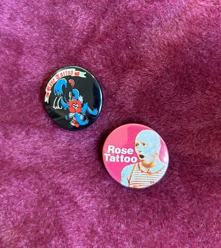VINTAGE RARE ROSE TATTOO PIN 2 PIN SET