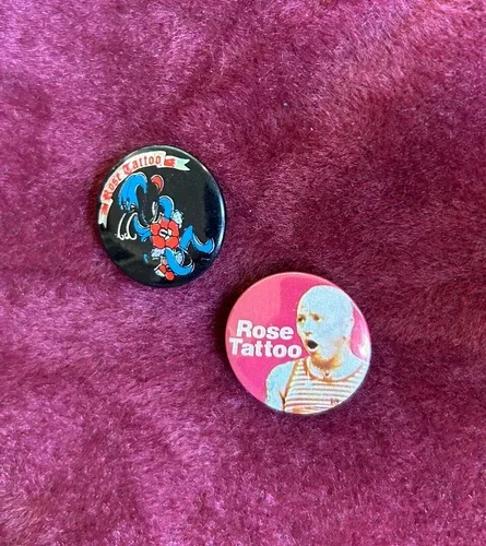 VINTAGE RARE ROSE TATTOO PIN 2 PIN SET