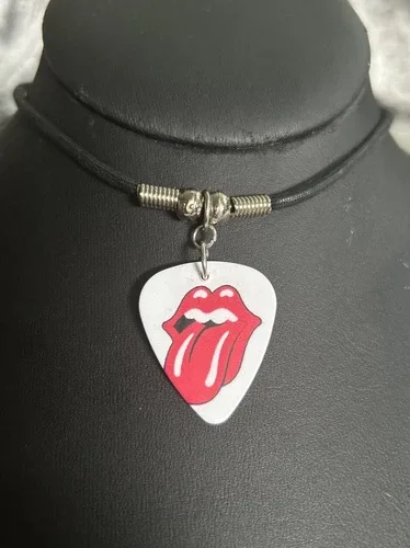 VTG Rolling Stones Guitar Pick Necklace Choker image indicator(2)