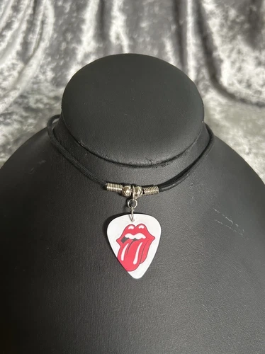VTG Rolling Stones Guitar Pick Necklace Choker - photo 3