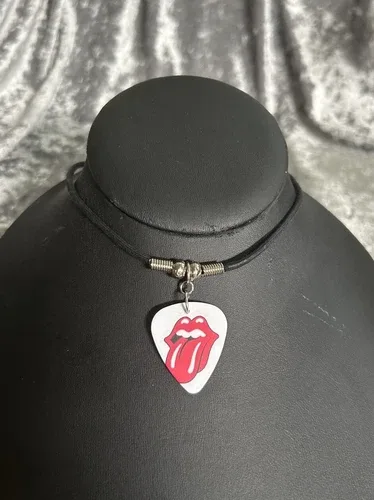VTG Rolling Stones Guitar Pick Necklace Choker image indicator(3)