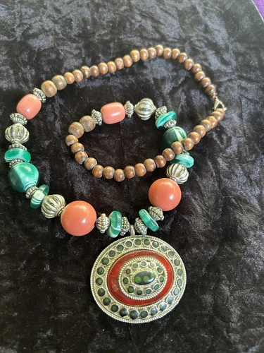 Tibetan Banjara Tribal Coral Beaded Handmade Necklace Bohemian G - photo 3