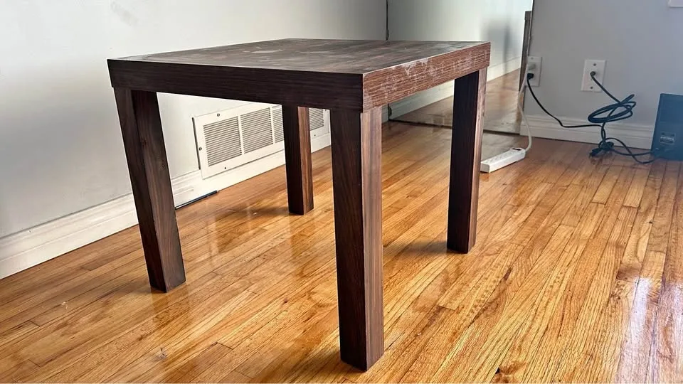 Wood imitation side table
