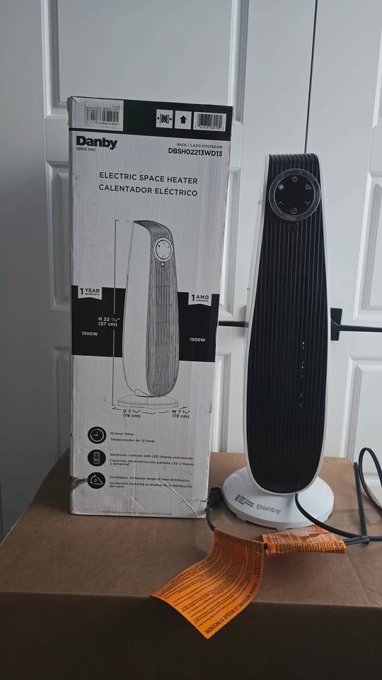 NEW WHITE Danby 22-inch 1500W Adjustable Oscillating Heater - photo 3