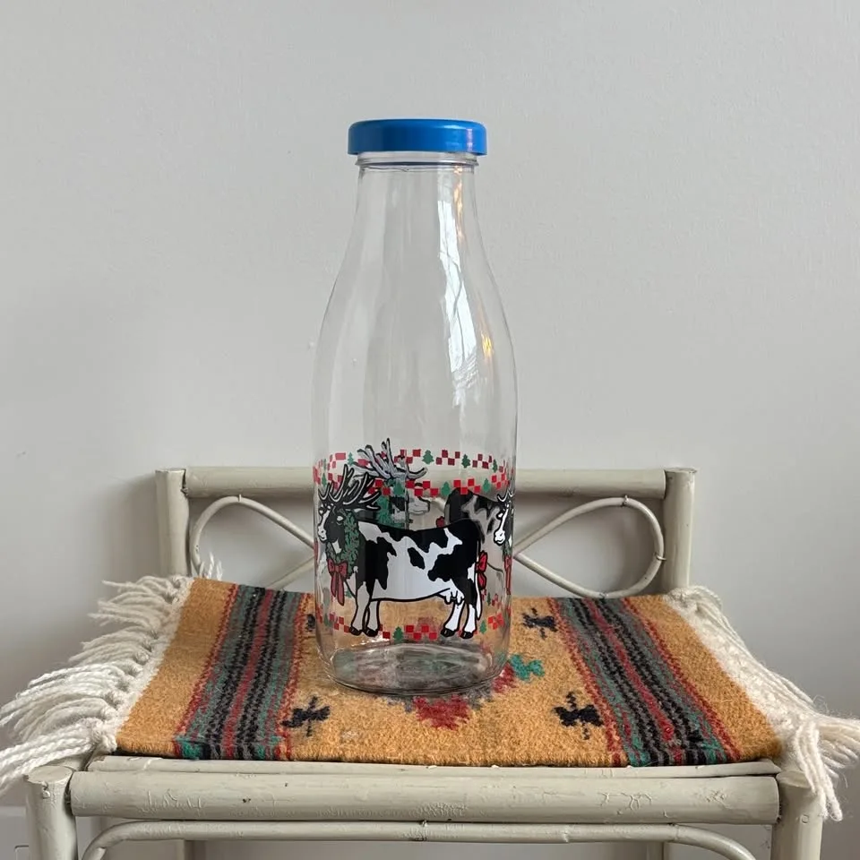 Vintage Christmas Cow Bottle