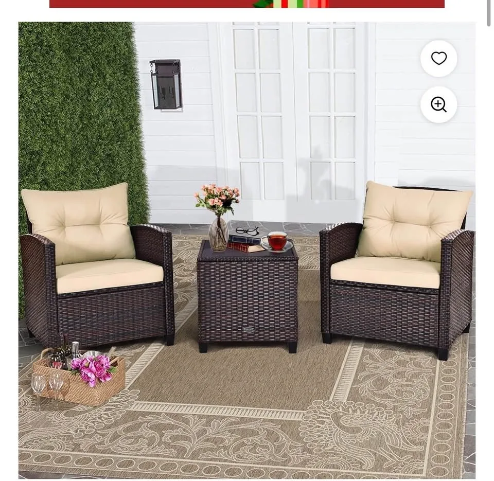 Costway 3PCS Patio Rattan Furniture Set image indicator(2)