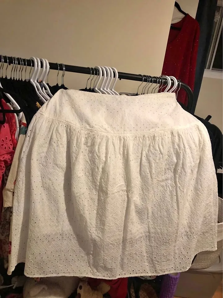 100% Cotton, White Eyelet Drop Waist Skirt, NWOT #Cleanout