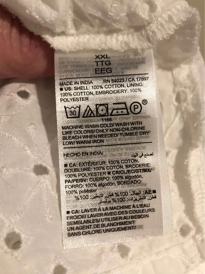 100% Cotton, White Eyelet Drop Waist Skirt, NWOT #Cleanout image indicator(4)