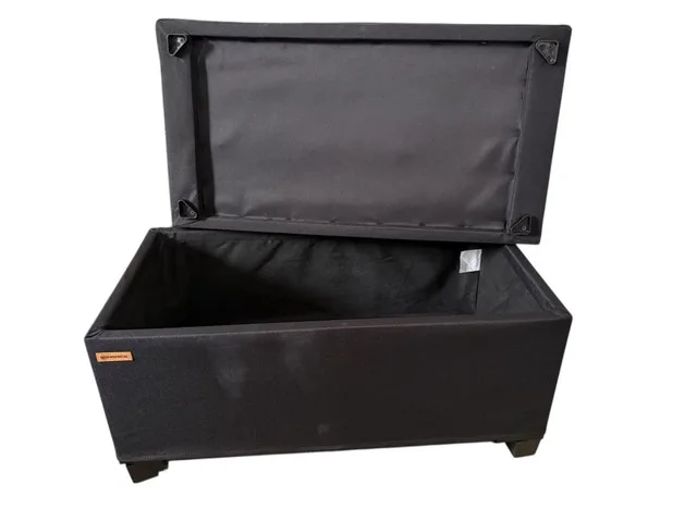 Bench (Black) with storage button tufted top