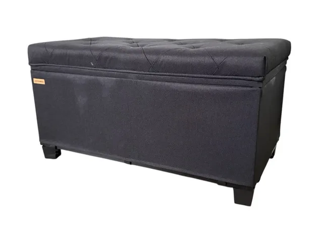 Bench (Black) with storage button tufted top image indicator(2)