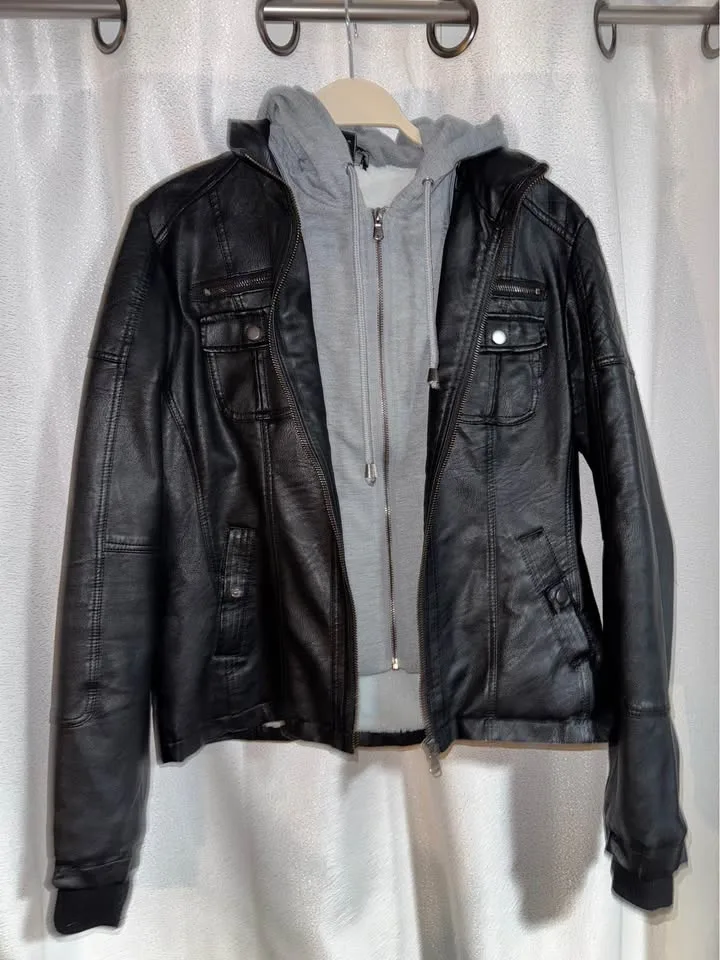 Leather jacket (removable gray hoodie) image indicator(2)