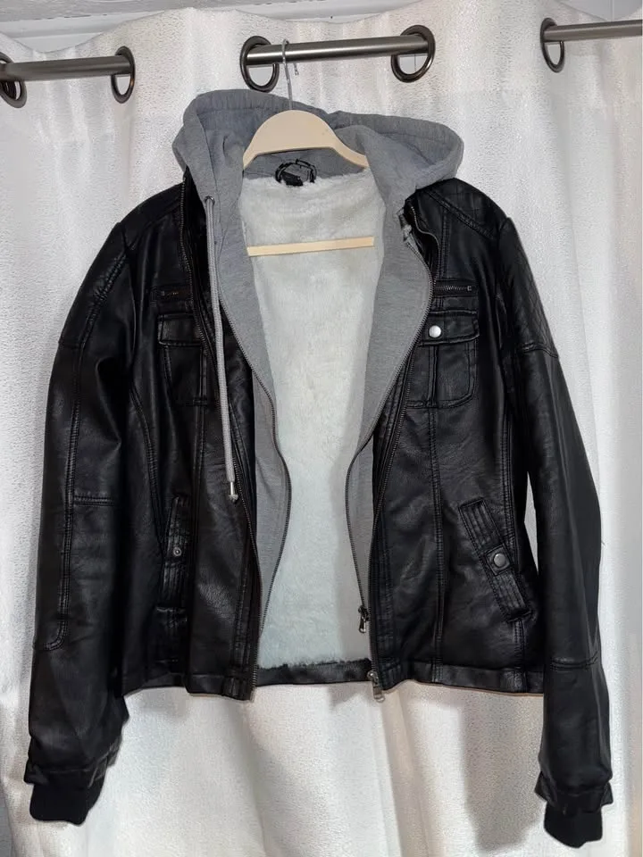 Leather jacket (removable gray hoodie) image indicator(5)