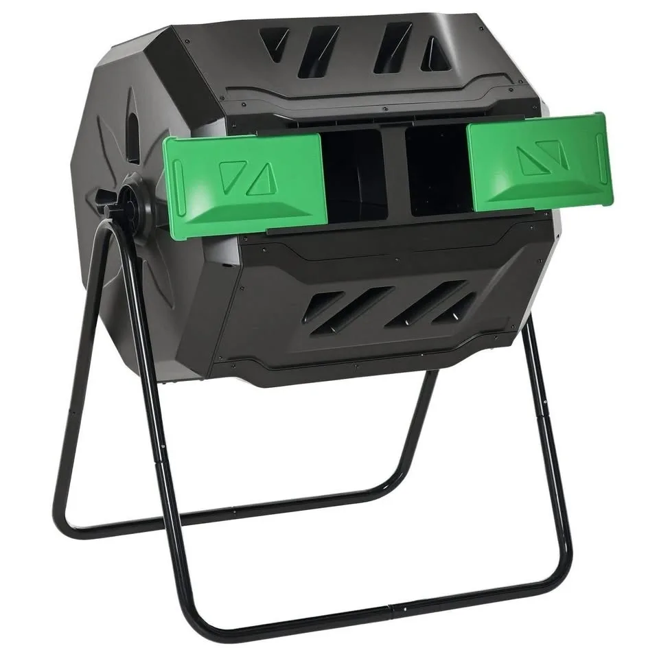 NEW-Outsunny Tumbling Compost Bin- GREEN COLOR NOT ORANGE image indicator(2)
