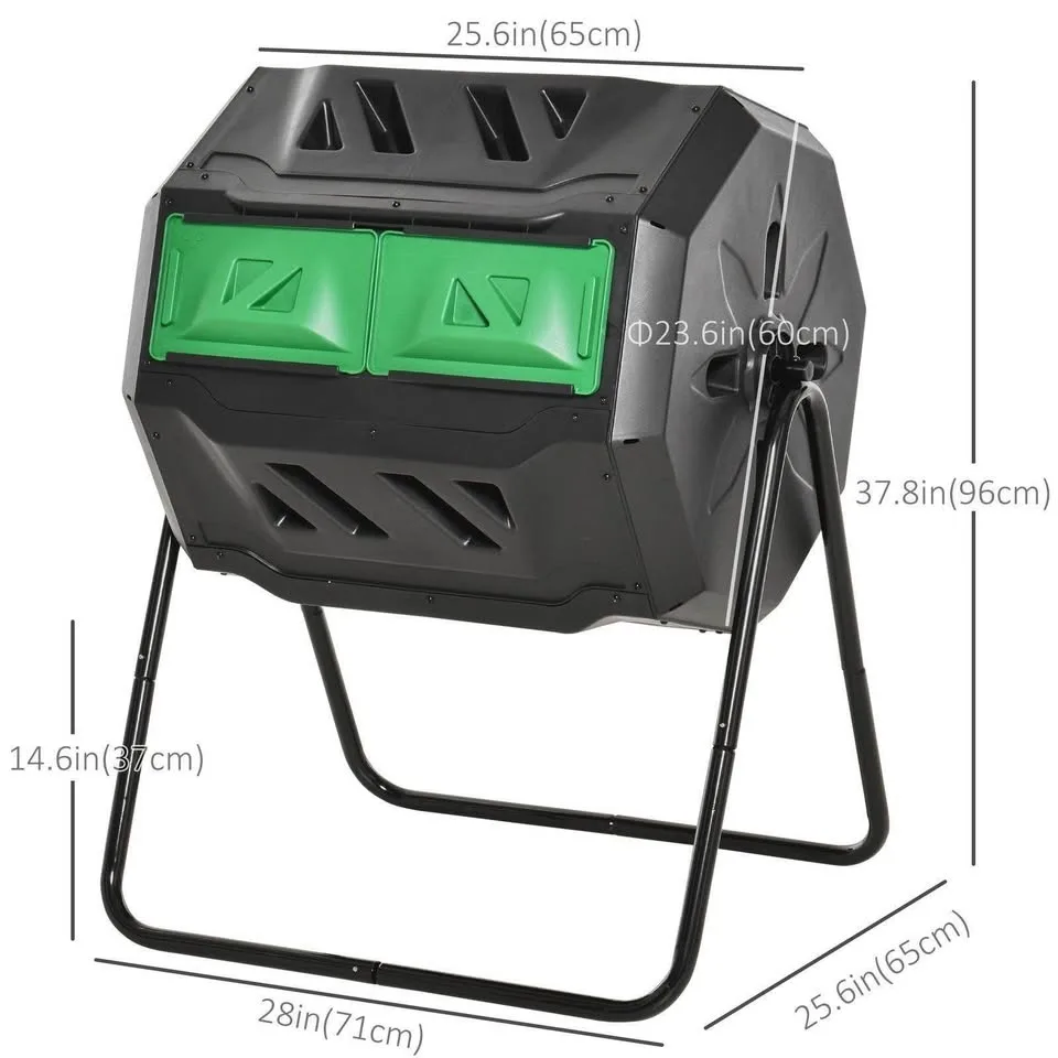NEW-Outsunny Tumbling Compost Bin- GREEN COLOR NOT ORANGE image indicator(3)