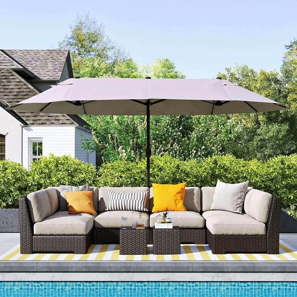 Outdoor umbrella 15 feet long double-sided 8.7-foot diameter