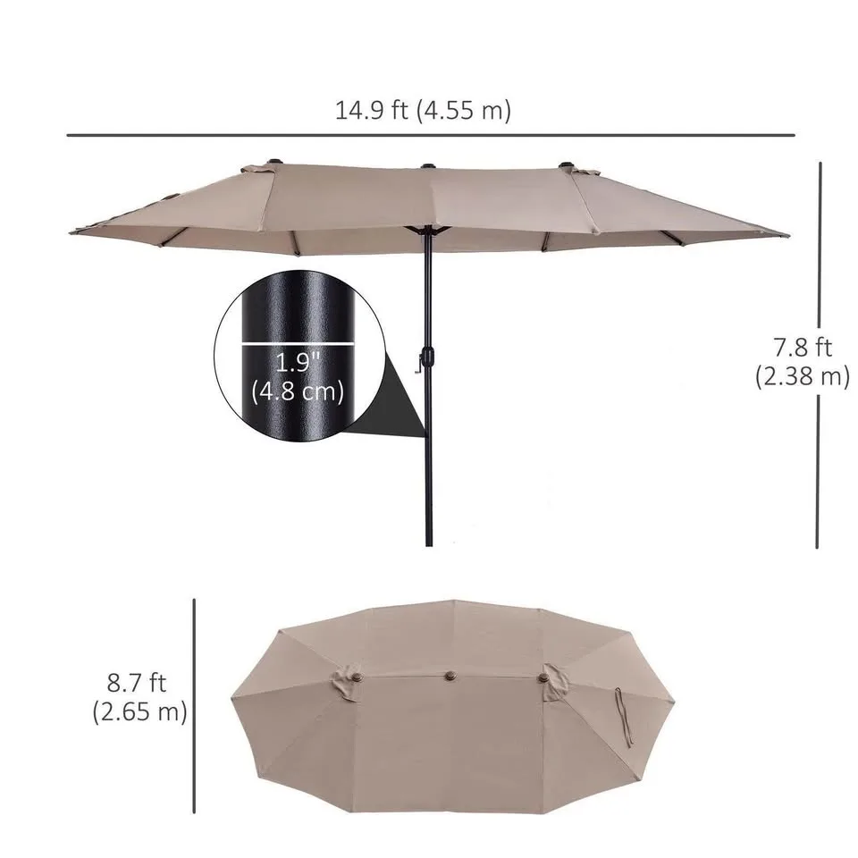 Outdoor umbrella 15 feet long double-sided 8.7-foot diameter image indicator(2)