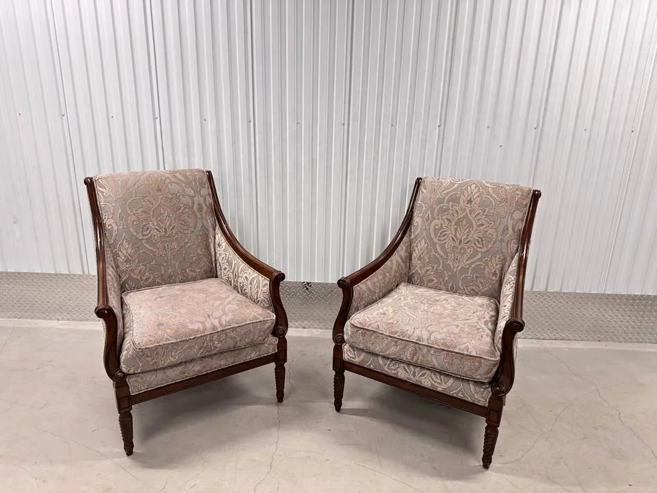 Victorian Antique Sofa Chairs with Wooden Frame