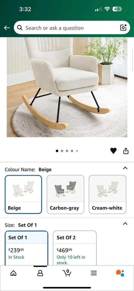 new rocking chair white/beige image indicator(5)