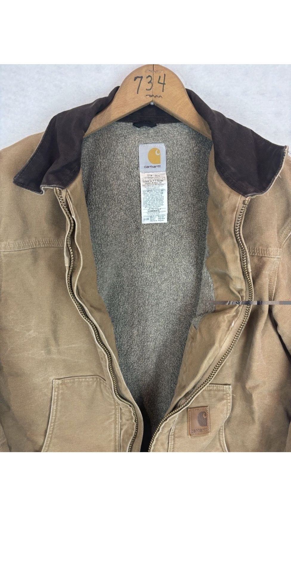 Carhartt C61 CML Mens Canvas Sherpa Lined Sandstone Ridge Work J