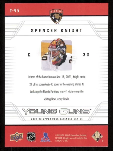 2021-22 Spencer Knight UD Retro Young Guns T-95 - photo 2