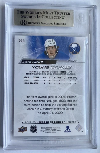 2022-23 OWEN POWER Young Guns (Beckett Graded 8.5) - photo 2