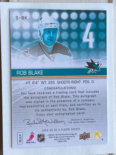 2008-09 ROB BLAKE UPPER DECK SIGNATURES #S-BK image indicator(2)