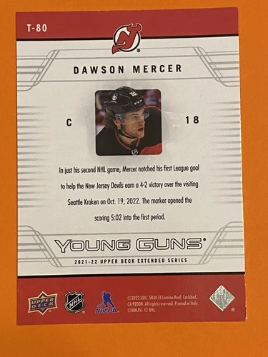 2021-22 DAWSON MERCER Young Guns Retro T-80 - photo 2