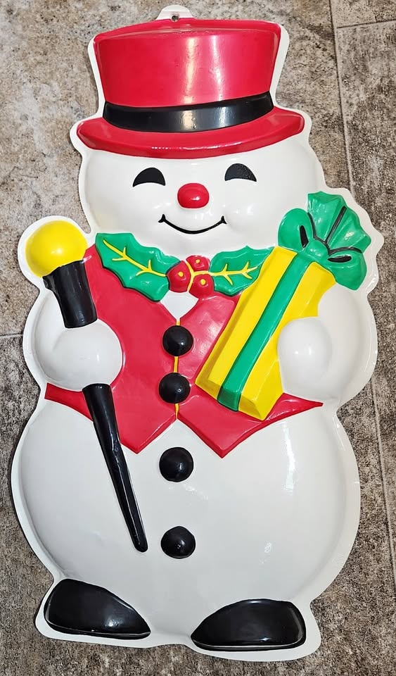 Vintage Blow-Mold Snowman Wall Decoration