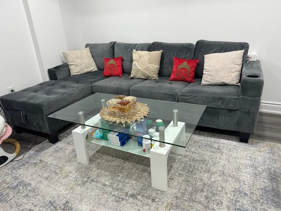FULL SET – Sofa + Glass Table + Rug + cushions image indicator(6)