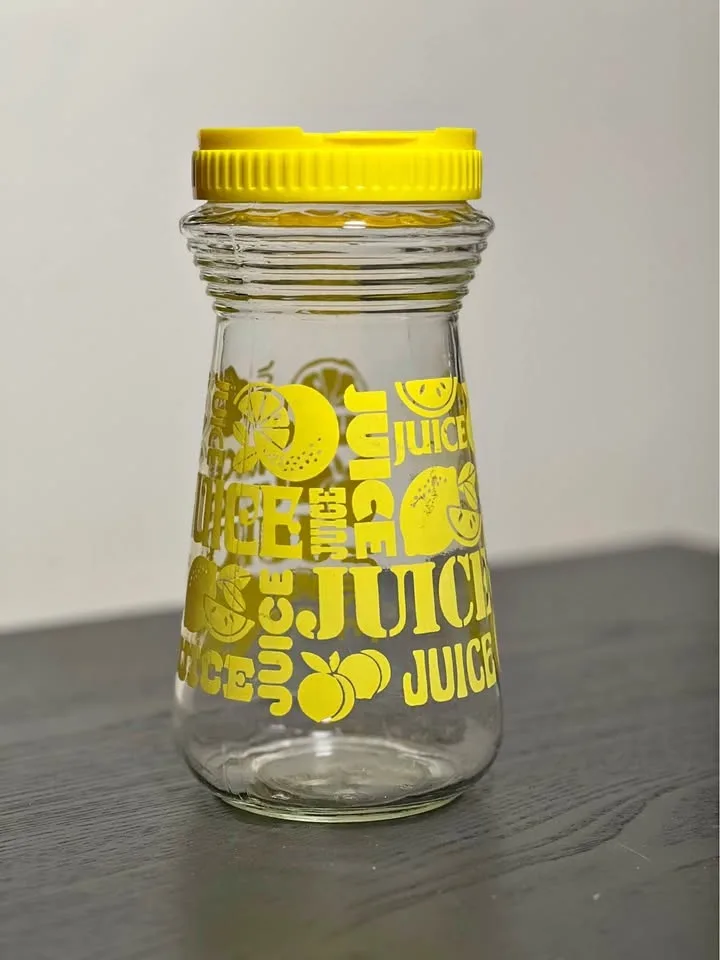 Anchor Hocking Glass Juice Carafe Yellow Lemons 24oz #cleanout