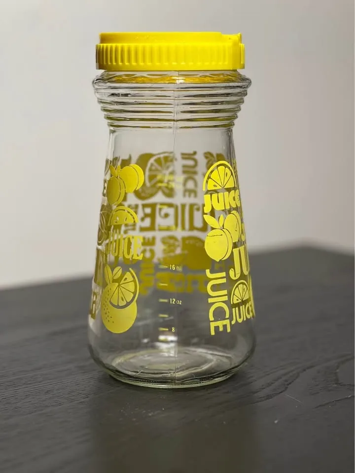 Anchor Hocking Glass Juice Carafe Yellow Lemons 24oz #cleanout image indicator(3)