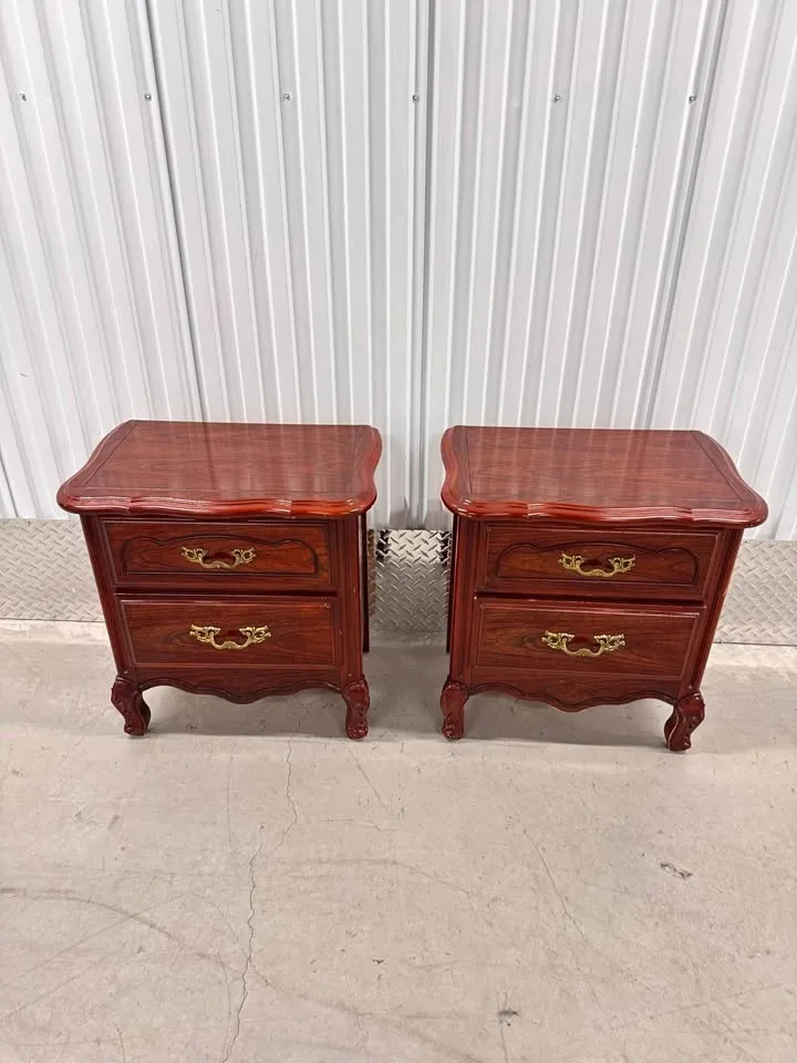 Solid Wood Vintage Nightstands – Matching Pair