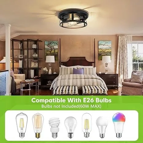 Farmhouse Ceiling Light Fixture - Black Dimmable #Cleanout image indicator(4)