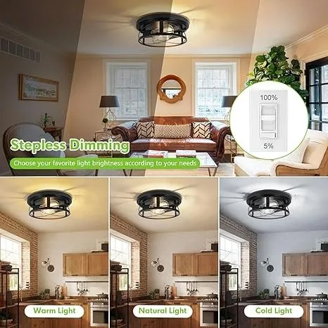 Farmhouse Ceiling Light Fixture - Black Dimmable #Cleanout image indicator(5)
