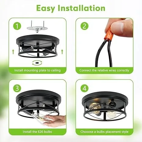 Farmhouse Ceiling Light Fixture - Black Dimmable #Cleanout image indicator(6)