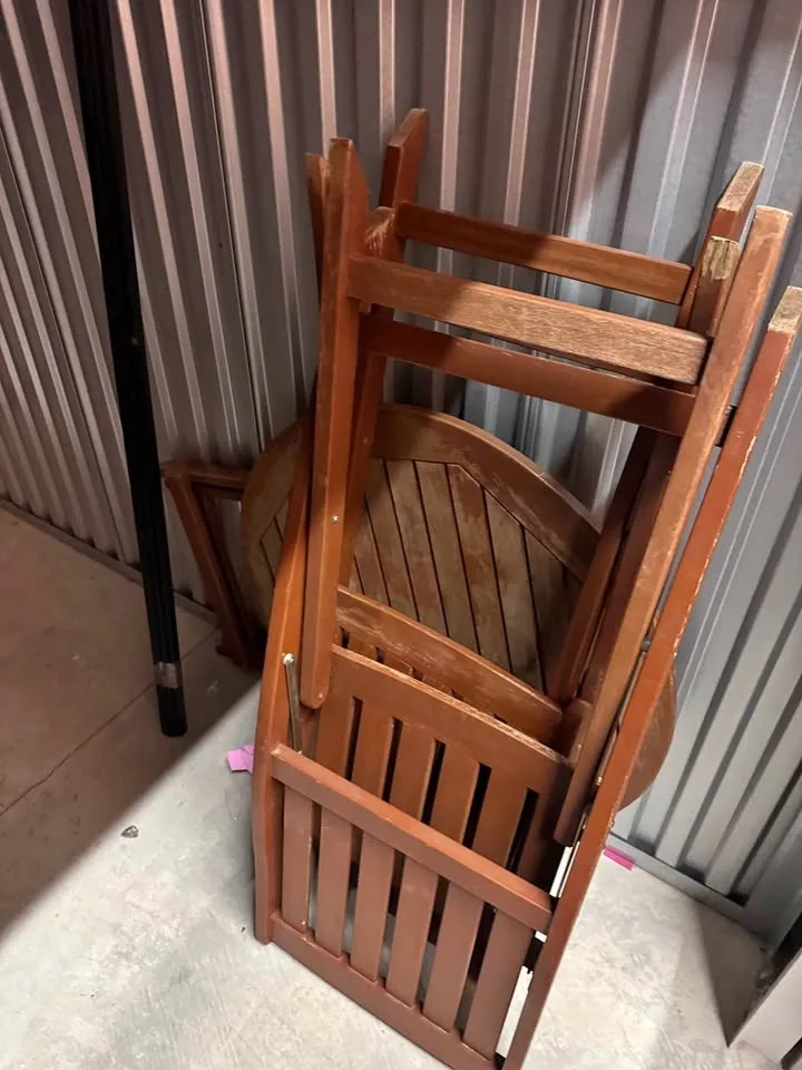 Outside bistro style table and chairs